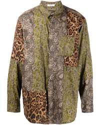 olivgrünes Langarmhemd mit Paisley-Muster von Engineered Garments