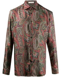 olivgrünes Langarmhemd mit Paisley-Muster von Etro