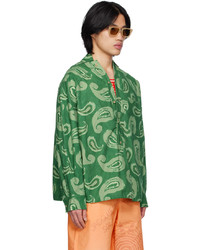 olivgrünes Langarmhemd mit Paisley-Muster von Jacquemus