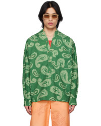 olivgrünes Langarmhemd mit Paisley-Muster von Jacquemus