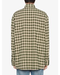 olivgrünes Langarmhemd mit Schottenmuster von Gucci