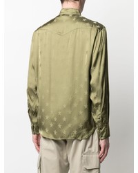 olivgrünes Langarmhemd mit Sternenmuster von Laneus
