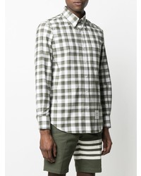 olivgrünes Langarmhemd mit Vichy-Muster von Thom Browne