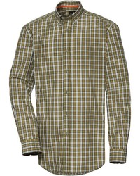 olivgrünes Langarmhemd mit Vichy-Muster von Parforce