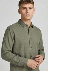 olivgrünes Langarmhemd von Jack & Jones