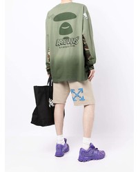 olivgrünes Mit Batikmuster Langarmshirt von AAPE BY A BATHING APE