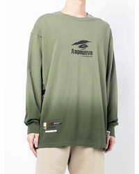 olivgrünes Mit Batikmuster Langarmshirt von AAPE BY A BATHING APE