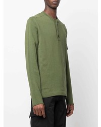 olivgrünes Langarmshirt mit einer Knopfleiste von Stone Island