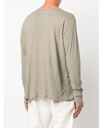 olivgrünes Langarmshirt mit einer Knopfleiste von Greg Lauren