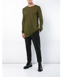 olivgrünes Langarmshirt von Rick Owens