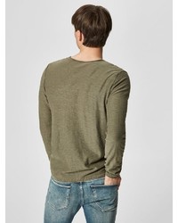 olivgrünes Langarmshirt von Selected Homme