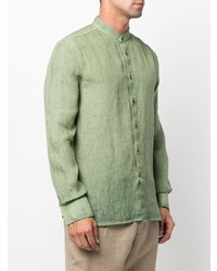 olivgrünes Leinen Langarmhemd von 120% Lino