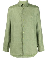 olivgrünes Leinen Langarmhemd von Etro
