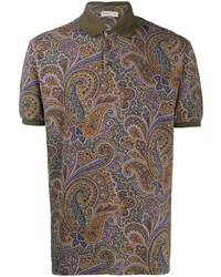 olivgrünes Polohemd mit Paisley-Muster