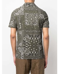 olivgrünes Polohemd mit Paisley-Muster von Altea