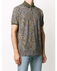 olivgrünes Polohemd mit Paisley-Muster von Etro