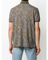 olivgrünes Polohemd mit Paisley-Muster von Etro