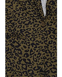 olivgrünes Sakko mit Leopardenmuster von Ichi