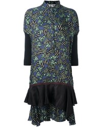 olivgrünes Shirtkleid mit geometrischem Muster von Kolor