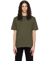 olivgrünes Strick T-Shirt mit einem Rundhalsausschnitt von Applied Art Forms