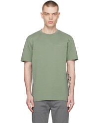 olivgrünes Strick T-Shirt mit einem Rundhalsausschnitt von BOSS