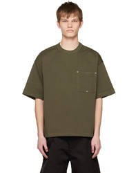olivgrünes Strick T-Shirt mit einem Rundhalsausschnitt von Bottega Veneta