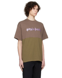 olivgrünes Strick T-Shirt mit einem Rundhalsausschnitt von Brain Dead