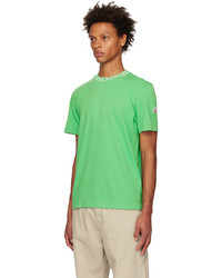 olivgrünes Strick T-Shirt mit einem Rundhalsausschnitt von Moncler