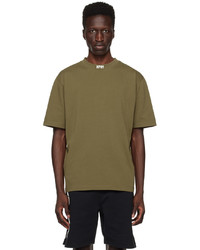 olivgrünes Strick T-Shirt mit einem Rundhalsausschnitt von Heron Preston