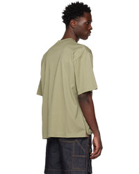 olivgrünes Strick T-Shirt mit einem Rundhalsausschnitt von Sacai