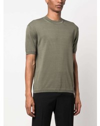 olivgrünes Strick T-Shirt mit einem Rundhalsausschnitt von Emporio Armani