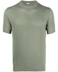 olivgrünes Strick T-Shirt mit einem Rundhalsausschnitt von Malo