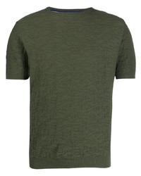 olivgrünes Strick T-Shirt mit einem Rundhalsausschnitt von Manuel Ritz