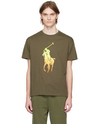 olivgrünes Strick T-Shirt mit einem Rundhalsausschnitt von Polo Ralph Lauren