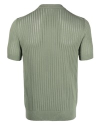 olivgrünes Strick T-Shirt mit einem Rundhalsausschnitt von Malo