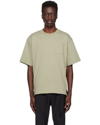 olivgrünes Strick T-Shirt mit einem Rundhalsausschnitt von Sacai