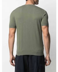 olivgrünes Strick T-Shirt mit einem Rundhalsausschnitt von Altea