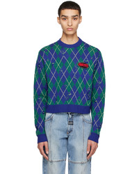 olivgrünes Sweatshirt mit Argyle-Muster
