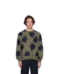 olivgrünes Sweatshirt mit Blumenmuster von Dries Van Noten