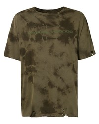 olivgrünes Mit Batikmuster T-Shirt mit einem Rundhalsausschnitt von Alchemist