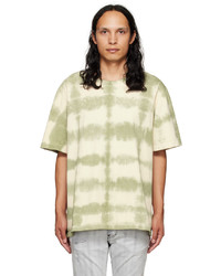 olivgrünes Mit Batikmuster T-Shirt mit einem Rundhalsausschnitt von Alchemist