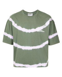 olivgrünes Mit Batikmuster T-Shirt mit einem Rundhalsausschnitt von Blood Brother