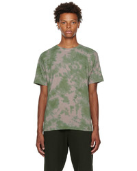olivgrünes Mit Batikmuster T-Shirt mit einem Rundhalsausschnitt von Dries Van Noten