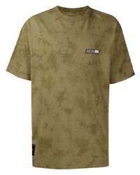olivgrünes Mit Batikmuster T-Shirt mit einem Rundhalsausschnitt von Izzue