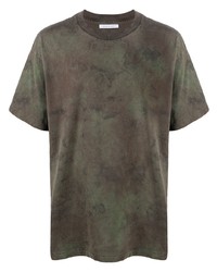 olivgrünes Mit Batikmuster T-Shirt mit einem Rundhalsausschnitt von John Elliott