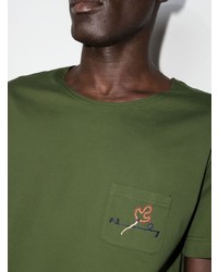 olivgrünes Mit Batikmuster T-Shirt mit einem Rundhalsausschnitt von Nick Fouquet