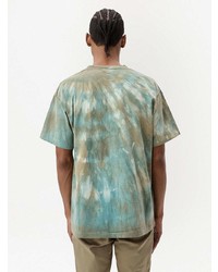 olivgrünes Mit Batikmuster T-Shirt mit einem Rundhalsausschnitt von John Elliott
