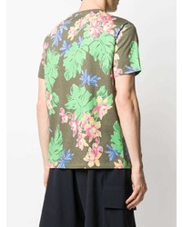olivgrünes T-Shirt mit einem Rundhalsausschnitt mit Blumenmuster von Polo Ralph Lauren