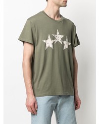 olivgrünes T-Shirt mit einem Rundhalsausschnitt mit Sternenmuster von Amiri