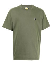 olivgrünes T-Shirt mit einem Rundhalsausschnitt von A Bathing Ape